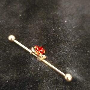 Red rose industrial earring